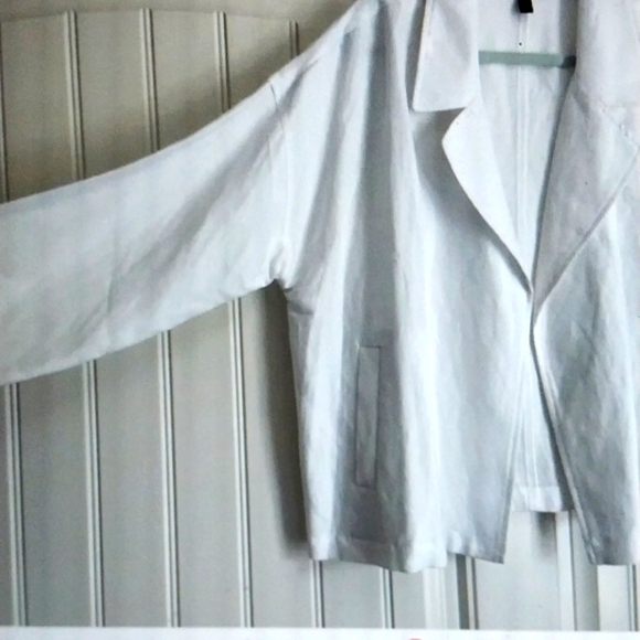 EILEEN FISHER Jacket Organic Slub Tencel Loose Fit White POCKETS Luxury - Picture 7 of 9